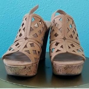 Franco Sarto lattice cork wedges